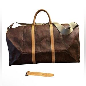 ETRO BOSTON RED PAISLEY Weekend Bag with Luggage Tag, Crossbody Strap, Clochette